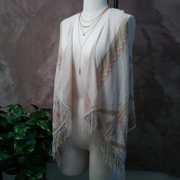 sweet n sinful Sweaters - Sweet n Sinful Tan Fringed Sleeveless Cardigan